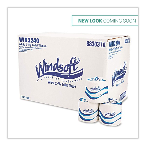 Windsoft BATH TISSUE, SEPTIC SAFE, 2-PLY, WHITE, 4 X 3.75, 500 SHEETS/ROLL, 96 ROLLS/CARTON