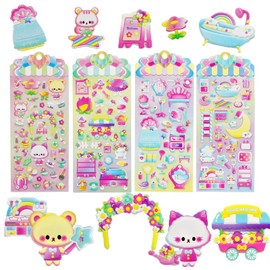 IMNEXT2U 3D Puffy Stickers for Kids Reusable Foam Sticker for Toddler, Boys, Girls, Scrapbooking Supplies 4 Sheets Animal House Decor
