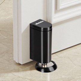 VACNEA Magnetic Door Stopper No Drilling Door Stop Wall&Wallpaper Protect Height Adjustable Windproof Door Holder Keep Door Open with Screws and Adhesive Pads, 1 Pack, Black