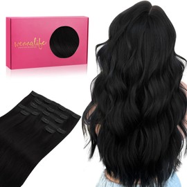 WENNALIFE Genius Seamless Clip in Hair Extensions Human Hair 150g 7pcs 22 Inch Ultra Invisible 50% Thinner Seamless Hair Extensions Clip In Jet Black Hair Extensions Real Human Hair