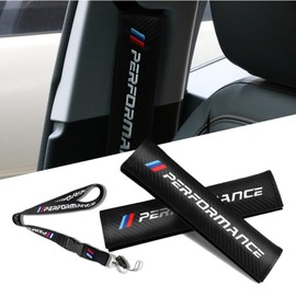 QOMAGO Car M 3 Color Performance Letters seat Belt Cover Carbon Fiber Texture Car seat Belt Shoulder Pad Cover Soft and Comfortable Suitable for Any Car Model