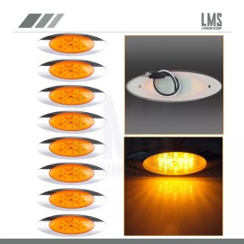 LMS 8x 6.5'' 16LED Amber Side Marker Clearance Light for Freightliner w/Chrome Bezel