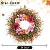 24 Inch Fall Wreath Pink Hydrangea Red Dahlia Wheat for