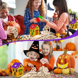 Fennoral 14 Pack Wooden Gingerbread House Craft Kit for Kids Make You Own 3D Gingerbread Man House Kit DIY Christmas Arts and Crafts for Chirstmas Party Supplies Christmas Table Decoration