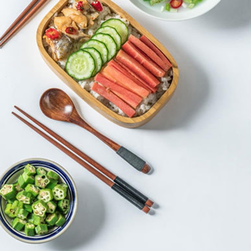 箸 スプーン 木製2点セット カトラリー 天然木の箸 ケース付き コンビセット アウトドア 携帯食器セット 学生