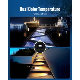 2 Colors in 1 Solar Deck Lights, FabStyl Solar Driveway Lights Dock Lights Waterproof Marker Lights for Outdoor, Stair, Lawn, Pathway, Deck, Sidewalk, Yard, Step (Single Side, 4 Pack)