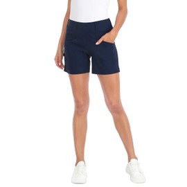 LRD Womens Golf Shorts 5 Inch Inseam Quick Dry Elastic Hiking Short with Pockets, Navy Blue, X-Large