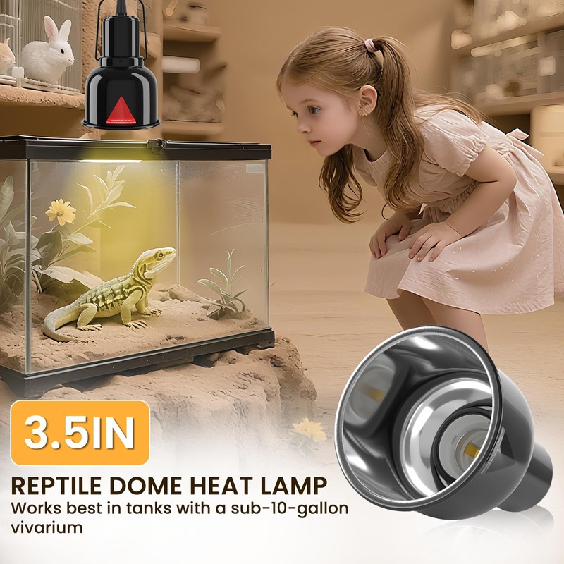 HeatingLux Dome Reptile Heat Lamp, 3.5in Reptile Reflector Dome Lamp,