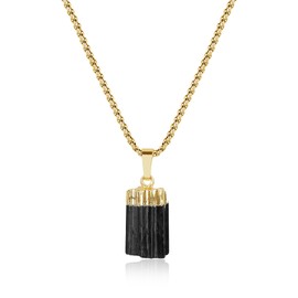 COAI Irregular Black Tourmaline Raw Necklace Crystal Necklace 50cm