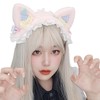 JIAHG Lolita Headdress Sweet Bow Lace Faux Fur Cat Ears