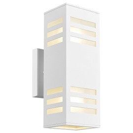 harriet Porch Lights Outdoor Modern - IP64 Waterproof Aluminum and Tempered Glass Cover, 13" Rectangular Up/Down Wall Sconce for Porch, Garage & Patio, Exterior Lighting, White