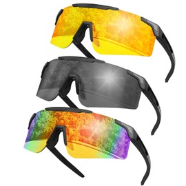 COSMOING Sport Sunglasses for Men Women, Lightweight Cycling Sun Glasses with UV400 Protection for Cycling Running Fishing Driving