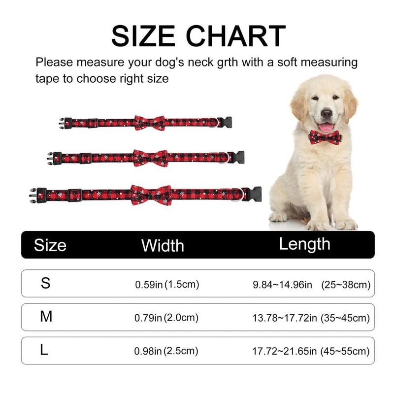 Asvin Christmas Dog Collar, with Bow tie Collar, Soft, Comfortable