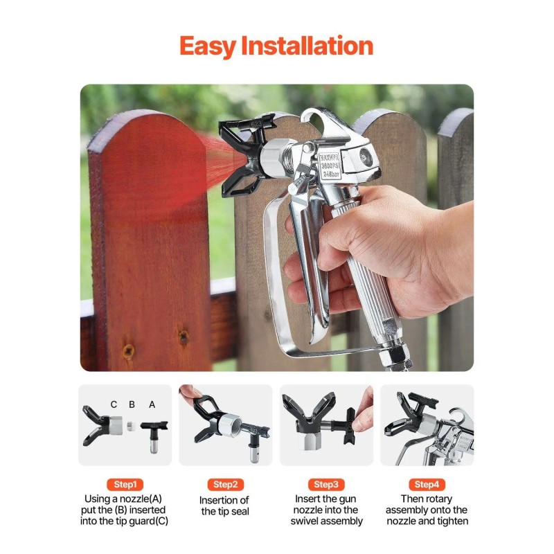 D0100X37P0X Airless Paint Spray Gun 3600PSI 517 Nozzle Professional Paint