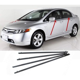 MotorFansClub 4PCS Weatherstrip Window Seal fit for Compatible with Honda Civic 2006 2007 2008 2009 2010 2011, Door Outside Trim Seal Belt, Black