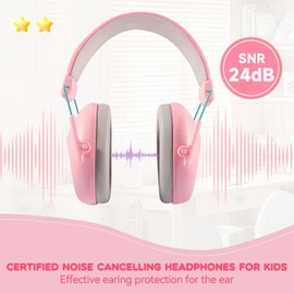 Dison Noise Cancelling Headphones for Kids, Kids Ear Protection NRR 26dB Noise Reduction Ear Muffs for Concerts, Fireworks, Shooting Pink