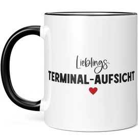 JUNIWORDS Tasse, Lieblings-Terminal-Aufsicht, Schwarz (7771337)
