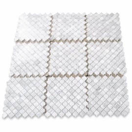 Stone Center Online C891XH Carrara White Marble Arabesque Baroque Lantern Mosaic Tile Honed Mini
