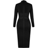 whoinshop Women's Cross Strap Ribbed Bandage Long Sleeve Midi Fall