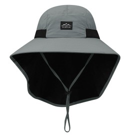 Clape Waterproof Outdoor Sun Hats for Men Wide Brim Safari Boonie Hat with Neck Flap Windproof Bucket Hat with Chin Strap UV Protection Fishing Hat