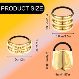 3 Stück Haarmanschetten für Pferdeschwanz, Haar Manschette Haargummi Gold, Damen Haar-Accessoire Elastisch Haarband, Punk Haar Halter Gold Ponytail Cuff für Frauen Mädchen Feines Haar Zubehör