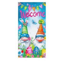 BlissYard Easter Door Banner Door Cover 70x35 Welcome Bunny Gnome Easter Egg Background Backdrop Door Decorations Hanging for Spring Party Supplies, Outdoor Spring Decor