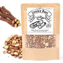 EidolonGreen [China Medicinal Herb] Organic Licorice Root Tea (Sweet Root/甘草/Gan Cao/감초 뿌리/Glycyrrhiza glabra L.) Loose Cut and Sifted Dried Bulk Herbs 3 Oz (88g)