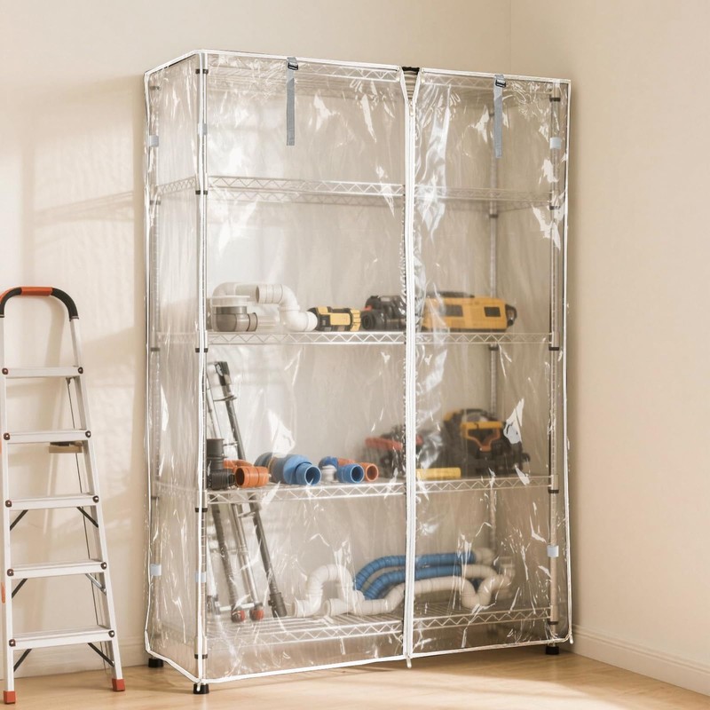 okcool Waterproof Shelf Cover,All Clear Wire Shelf Cover with Zipper,Transparent