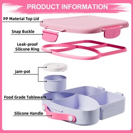 Kids Bento Lunch Box, Toast Shaped 4-Compartment 31OZ Container with Sauce Cup & Utensils (Ages 3+) Leak-Proof, Drop-Proof, Dishwasher Safe | BPA-Free Reusable Lunch Box for School, Travel | Pink