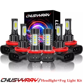 CHUSYYRAY For Chevy Impala 2006-2013 Combo 6X 6000K LED Headlights Hi Lo + Fog Light Bulbs
