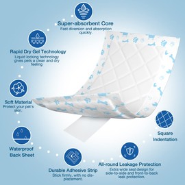 Dono Dog Diaper Liners, Super-Absorbent Dog Booster Pads 40ct Disposable Doggie Diapers Inserts Fit Washable Dog Diapers Female, Male Dog Belly Bands, Belly Wraps, L