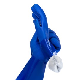 Kitchen-Star Ultimate Rubber Household PVC Gloves with Comfortable Cotton Lined, Anti-Slip surface, Kitchen Dishwashing, Extra Thickness, Kitchen Cleaning, Working, Painting, Pet Care (Small, Blue)