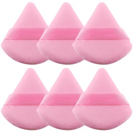 MOLOPPO 6Pcs Soft Triangle Powder Puff Set, Setting Powder Puffs for Face, Makeup Blenders & Sponges for Foundation, Suitable for Liquid and Cream Cosmetic Makeup Tools（Pink）