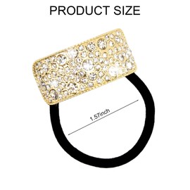 YISSION 4 Pcs Sparkly Rhinestone Hair Ties Gold Ponytail Holder Elastics Scrunchies Fancy Crystal Hair Ties for Thin Thick Hair Rhinestone Hair Accessories for Women Girls (4 Shapes)