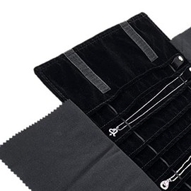 Qezodsx Velvet Jewelry Roll Bag Storage Bag Storage Bag Portable Necklace Display Case, Black