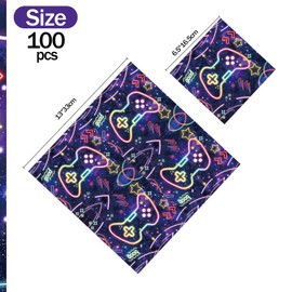 Pack of 40 Game On Napkins, Party Napkins, 33 x 33 cm, Disposable Gaming Birthday Party Napkins for Men, Women, Girls, Birthday Party Decoration