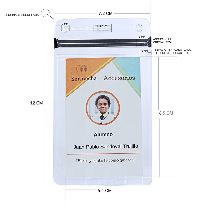 Sormasha Porta Gafete o Credencial, PVC Alta Transparencia Calibre S30