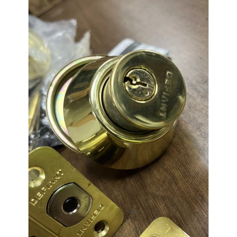 Schlage 3 Pack Defiant Single-Cylinder Deadbolt Bright Brass Finish Keyed