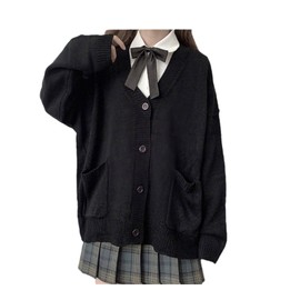 TXYJJP Womens Japanese Cute Kawaii Knitted Cardigan Sweater Cosplay Long Sleeve Button Down JK School Uniform Jacket