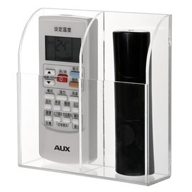 BTSKY Wall Mount Acrylic Remote Control Holder Clear Media Storage Organizer Box for Apples TV/Cable Remote (Two Compartment)