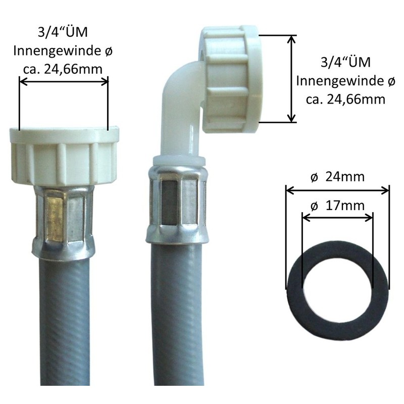 Washing Machine Inlet Hose, 3/4 Inch Nut x 3/4 Inch