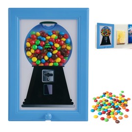 Fukaisu Candy Dispenser Picture Frame, Wall Mount Gumball Machine Creative Handy Candy Dispenser for Desk Countertop Adults & Children Room Sweet Display (Blue)