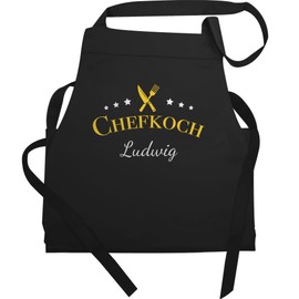 Geschenk mit Namen personalisiert by Shirtracer - Apron - Cooking Apron Men - Chef with Name I Gift Hobby Chefs I Gift Cooking, 1 black