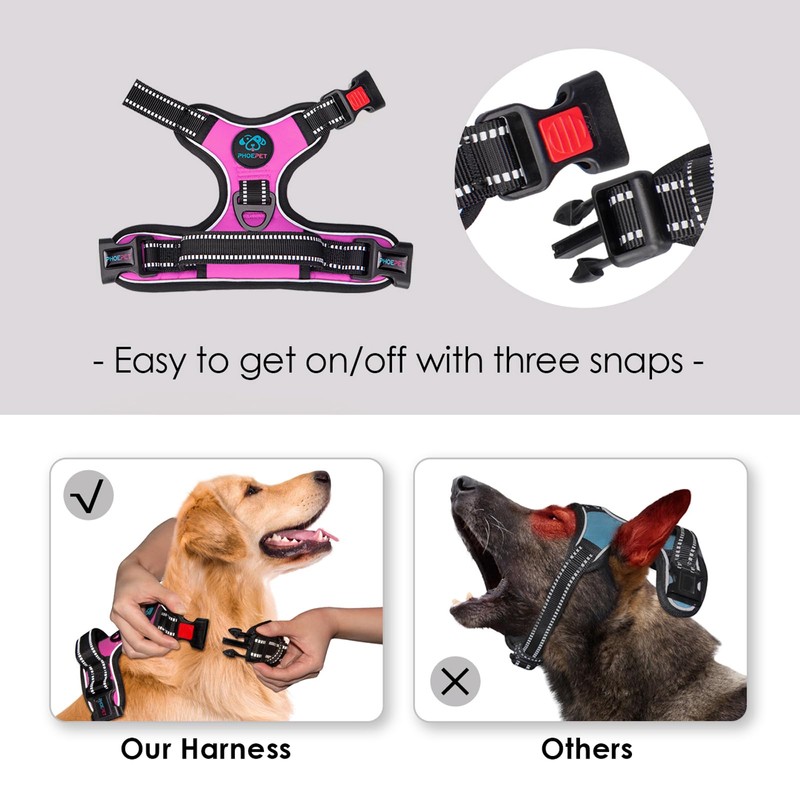 PHOEPET No Pull Dog Harnesses for Small Dogs Reflective Adjustable