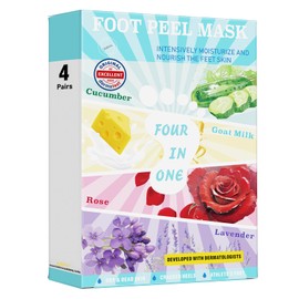 OUKEYA 4 in 1 Foot Peeling Mask : Peeling Foot Mask Dermatologically Tested Repairs Heels & Removes Dry Dead Skin for Baby Soft Feet Exfoliating Foot Peel Mask for Dry Cracked Feet Combo 4 Pack