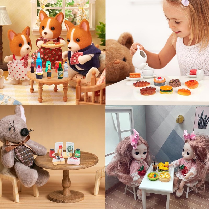 50 PCS Pretend Food, Miniature Food Drink Mixed Resin Mini