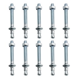 KINHARD Bolt Anchor, Pack of 10, M10 x 100 mm, Heavy Duty Anchor, Galvanised Heavy Duty Dowels, Concrete Anchors, M10 for Railings, Windows, Curtain Walls, Machines, Beams, Billets, Brackets