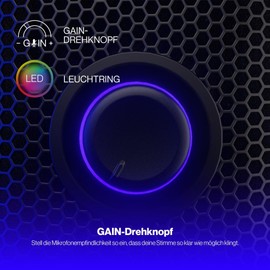 ENDORFY Solum Voice S, Gaming Microphone PC, Podcast Microphone, Streaming Microphone, RGB Lighting, USB Microphone Plug & Play, Tap to Mute Button, GAIN Control, Cardioid Characteristic, EY1B013