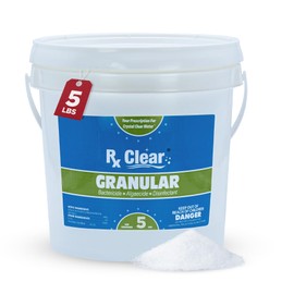 Rx Clear 5 lbs Granular Pool Chlorine | Use As Bactericide, Algaecide, & Disinfectant in Swimming Pools, Hot Tubs, & Spas | Stabilized, Fast Dissolving & UV Protected