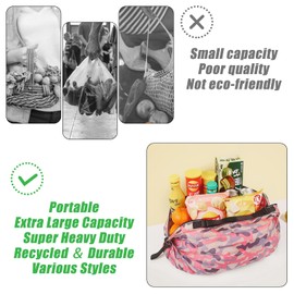 QZDAFFIC Shopping Bags - 2 Style Foldable Sports Tote Bags with Zip, Waterproof Strong Storage Bags Hold 15 KG, Large Capacity Nylon Shoulder Grocery Pouch for Laundry Travel Supermarket